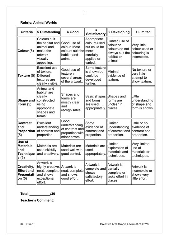 Visual Arts Gr. 4 Assessment Task 2026 Term 3 - Image 4