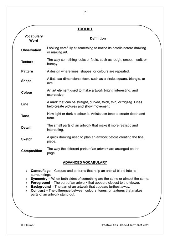 Visual Arts Gr. 4 Assessment Task 2026 Term 3 - Image 5