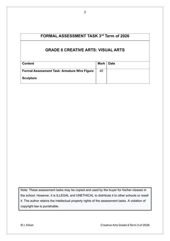 Visual Arts Gr. 6 Assessment Task 2026 Term 3 - Image 2