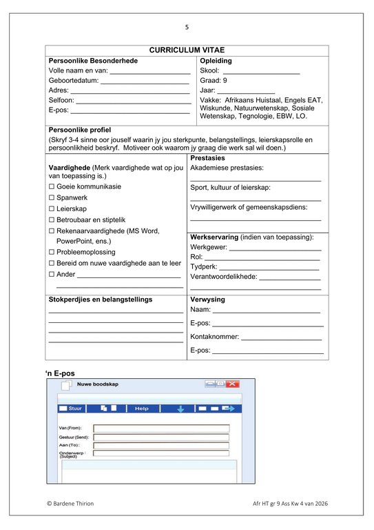 Afrikaans Huistaal Gr. 9 Assesseringstaak 2026 Kwartaal 4 - Image 3