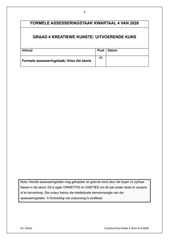 Dans Drama Musiek (DDM) Gr. 4 Assesseringstaak 2026 Kwartaal 4 - Image 2