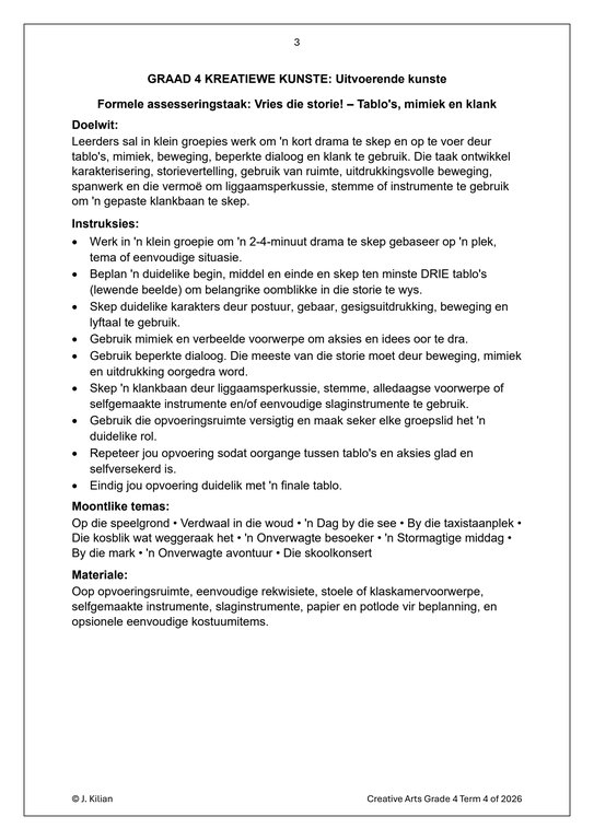 Dans Drama Musiek (DDM) Gr. 4 Assesseringstaak 2026 Kwartaal 4 - Image 3
