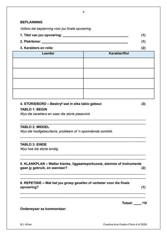 Dans Drama Musiek (DDM) Gr. 4 Assesseringstaak 2026 Kwartaal 4 - Image 4