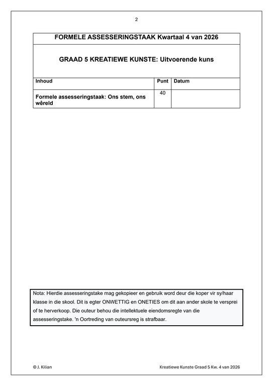 Dans Drama Musiek (DDM) Gr. 5 Assesseringstaak 2026 Kwartaal 4 - Image 2