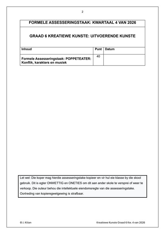 Dans Drama Musiek (DDM) Gr. 6 Assesseringstaak 2026 Kwartaal 4 - Image 2