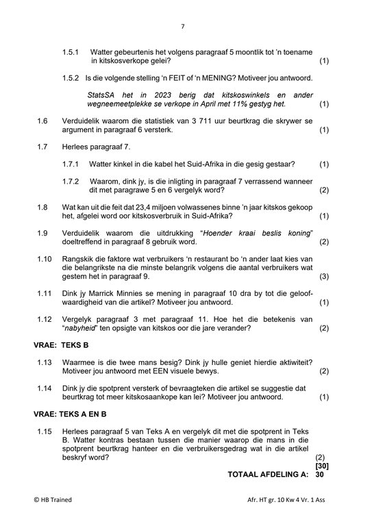 Afrikaans Huistaal Gr. 10 Assesseringstaak 2026 Kwartaal 4 Vraestel 1 - Image 3