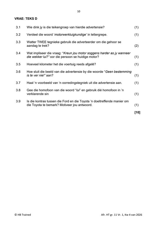 Afrikaans Huistaal Gr. 11 Assesseringstaak 2026 Kwartaal 4 Vraestel 1 - Image 4