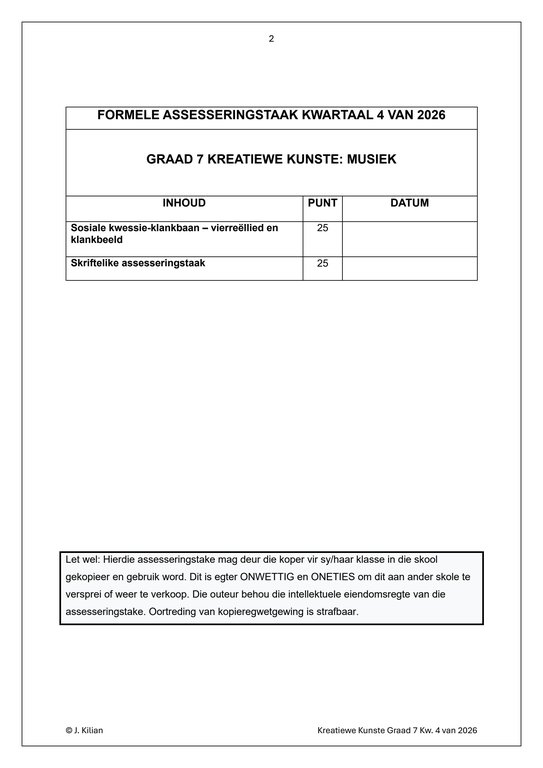 Musiek Gr. 7 Assesseringstaak 2026 Kwartaal 4 - Image 2