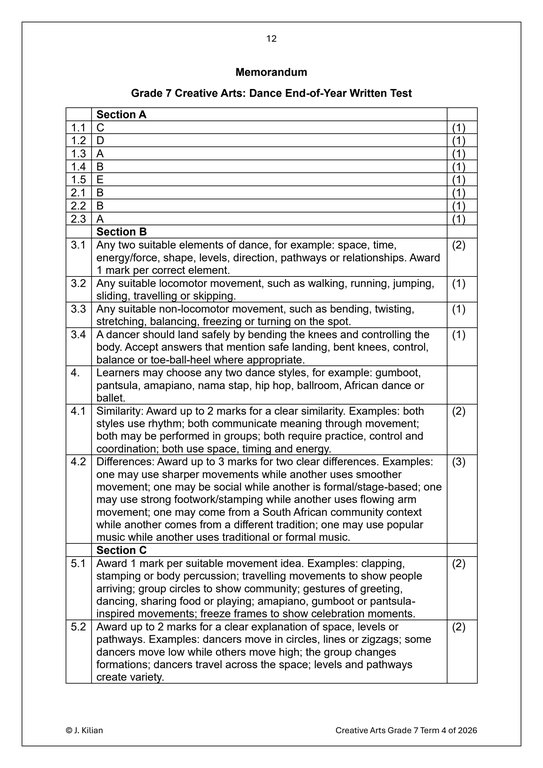 Dance Gr. 7 Assessment Task 2026 Term 4 - Image 5