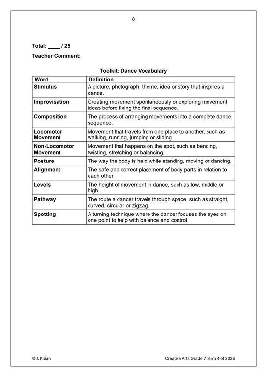 Dance Gr. 7 Assessment Task 2026 Term 4 - Image 4