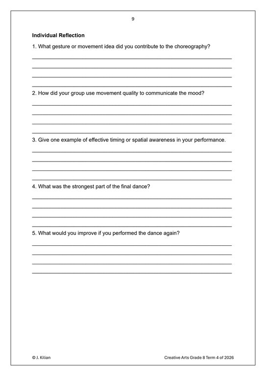 Dance Gr. 8 Assessment Task 2026 Term 4 - Image 5