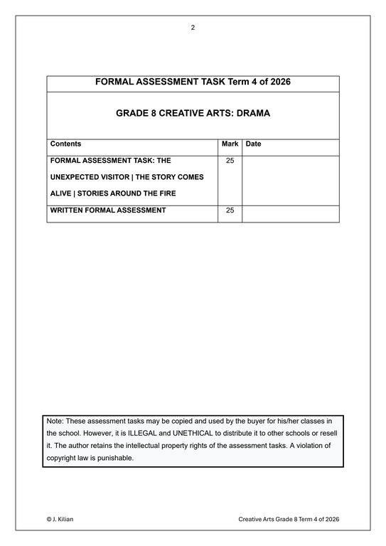 Drama (English) Gr. 8 Assessment Task 2026 Term 4 - Image 2