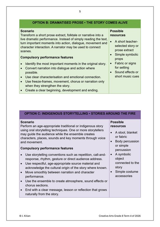 Drama (English) Gr. 8 Assessment Task 2026 Term 4 - Image 3