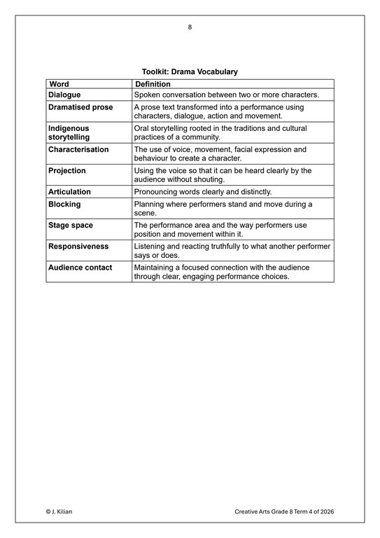 Drama (English) Gr. 8 Assessment Task 2026 Term 4 - Image 4