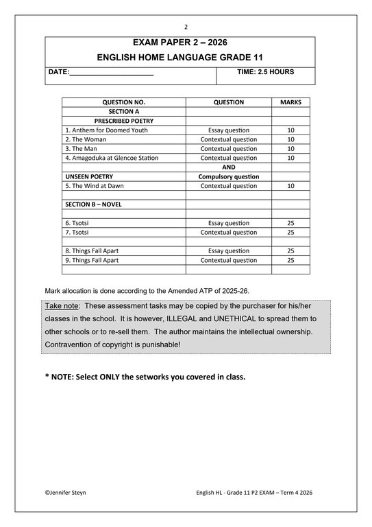 English Home Language Gr. 11 Assessment Task 2026 Term 4 Paper 2 - Image 2