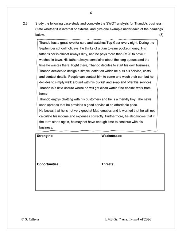 Economic and Management Sciences Gr. 7 Assessment Task 2026 Term 4 - Image 3