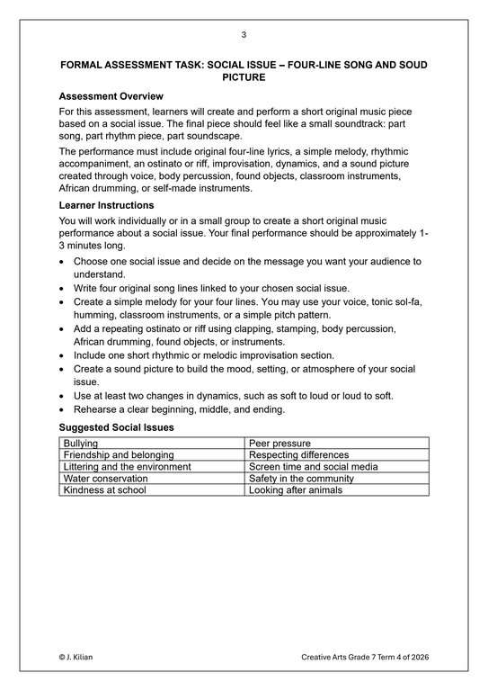Music Gr. 7 Assessment Task 2026 Term 4 - Image 3