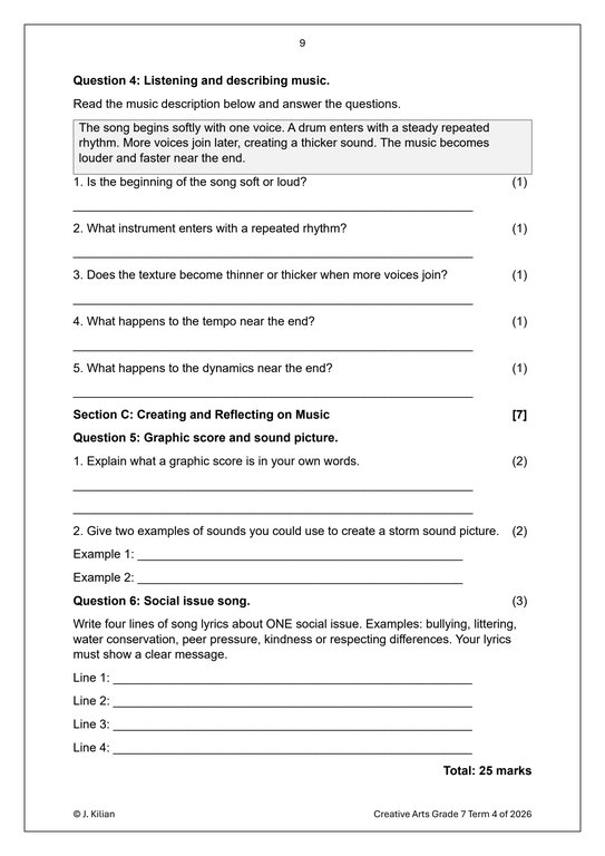 Music Gr. 7 Assessment Task 2026 Term 4 - Image 5