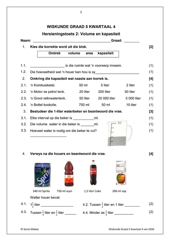 Wiskunde Gr. 5 Assesseringstaak 2026 Kwartaal 4 - Image 3