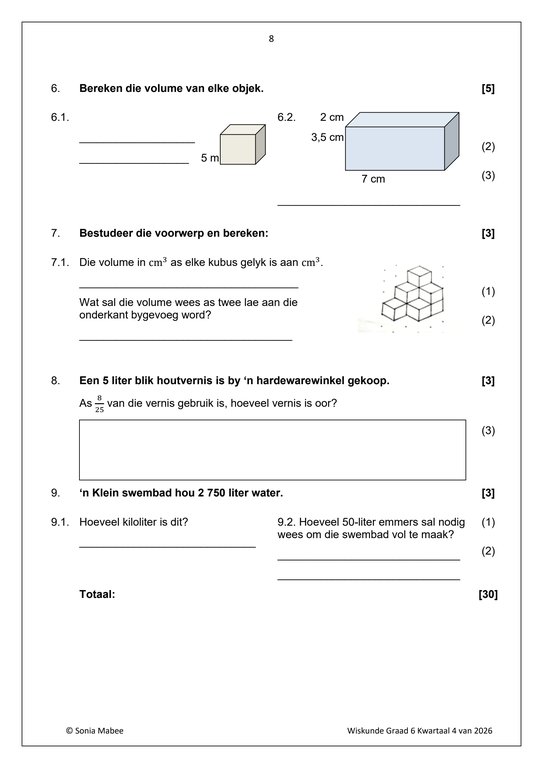 Wiskunde Gr. 6 Assesseringstaak 2026 Kwartaal 4 - Image 3