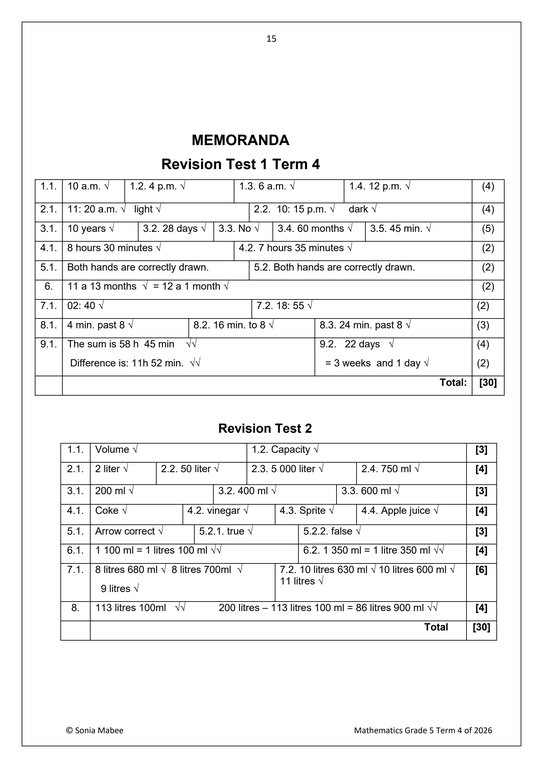 Mathematics Gr. 5 Assessment Task 2026 Term 4 - Image 5