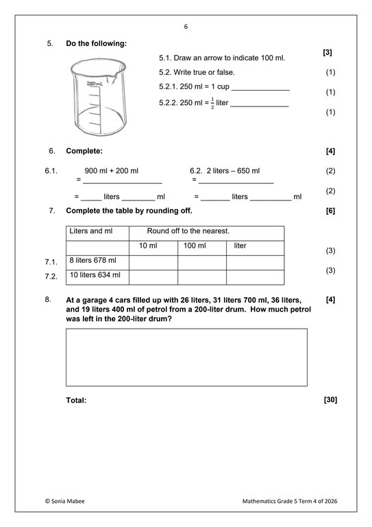 Mathematics Gr. 5 Assessment Task 2026 Term 4 - Image 3