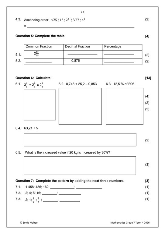 Mathematics Gr. 7 Assessment Task 2026 Term 4 - Image 4