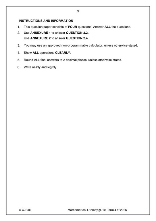 Mathematical Literacy Gr. 10 Assessment Task 2026 Term 4 Paper 2 - Image 3