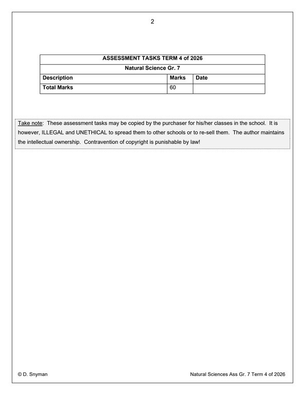 Natural Sciences Gr. 7 Assessment Task 2026 Term 4 - Image 2