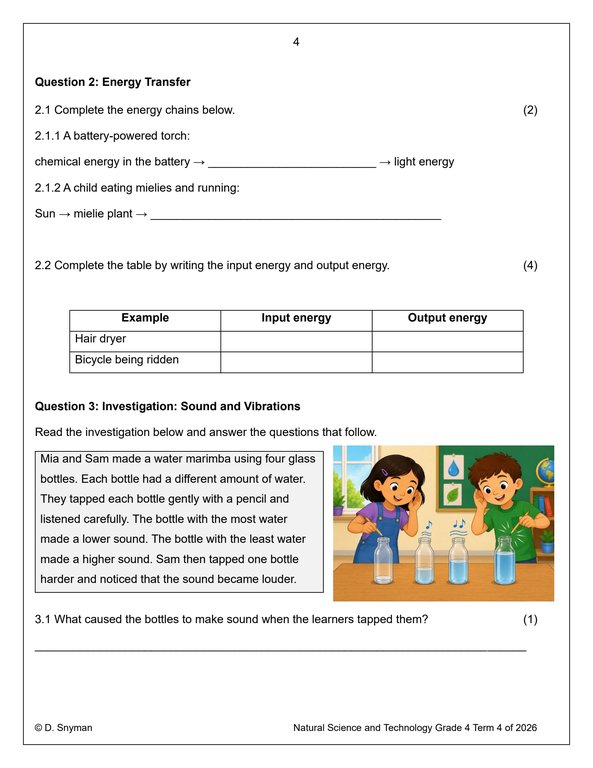Natural Sciences and Technology Gr. 4 Assessment Task 2026 Term 4 - Image 3