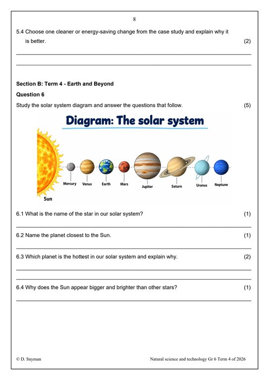 Natural Sciences and Technology Gr. 6 Assessment Task 2026 Term 4 - Image 4