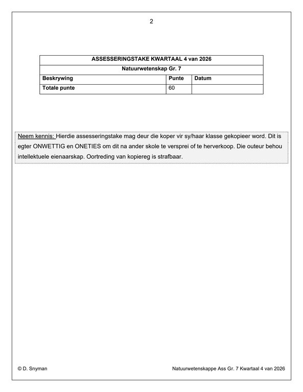 Natuurwetenskap Gr. 7 Assesseringstaak 2026 Kwartaal 4 - Image 2