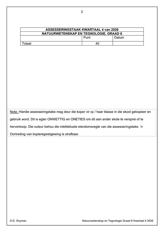 Natuurwetenskap en Tegnologie Gr. 6 Assesseringstaak 2026 Kwartaal 4 - Image 2