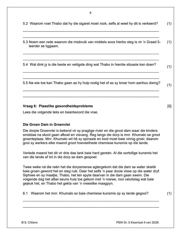 Lewensvaardighede (PSW) Gr. 5 Assesseringstaak 2026 Kwartaal 4 - Image 3