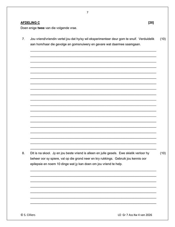 Lewensvaardighede (PSW) Gr. 7 Assesseringstaak 2026 Kwartaal 4 - Image 4