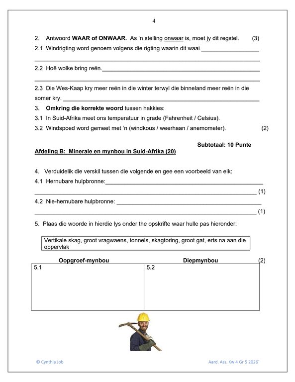 Sosiale Wetenskap Aardrykskunde Gr. 5 Assesseringstaak 2026 Kwartaal 4 - Image 3