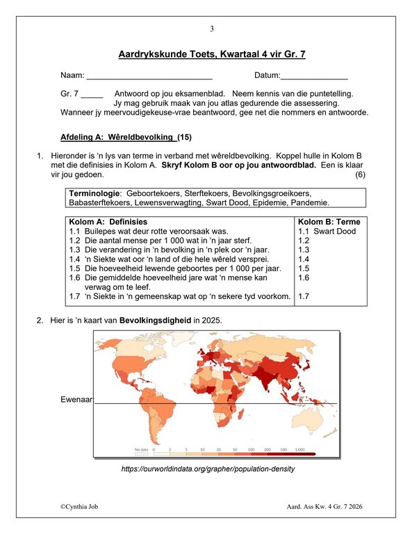 Sosiale Wetenskap Aardrykskunde Gr. 7 Assesseringstaak 2026 Kwartaal 4 - Image 3