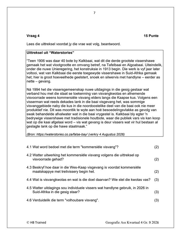 Sosiale Wetenskap Aardrykskunde Gr. 9 Assesseringstaak 2026 Kwartaal 4 - Image 4