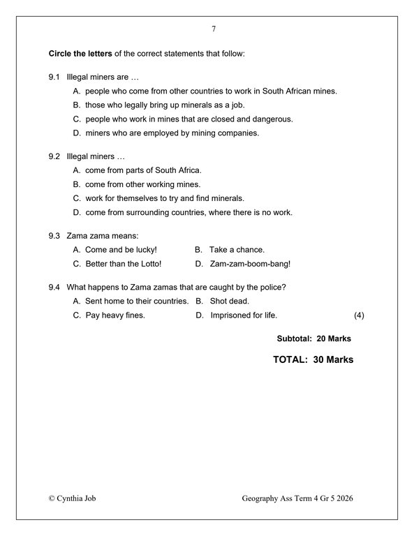 Social Sciences Geography Gr. 5 Assessment Task 2026 Term 4 - Image 4
