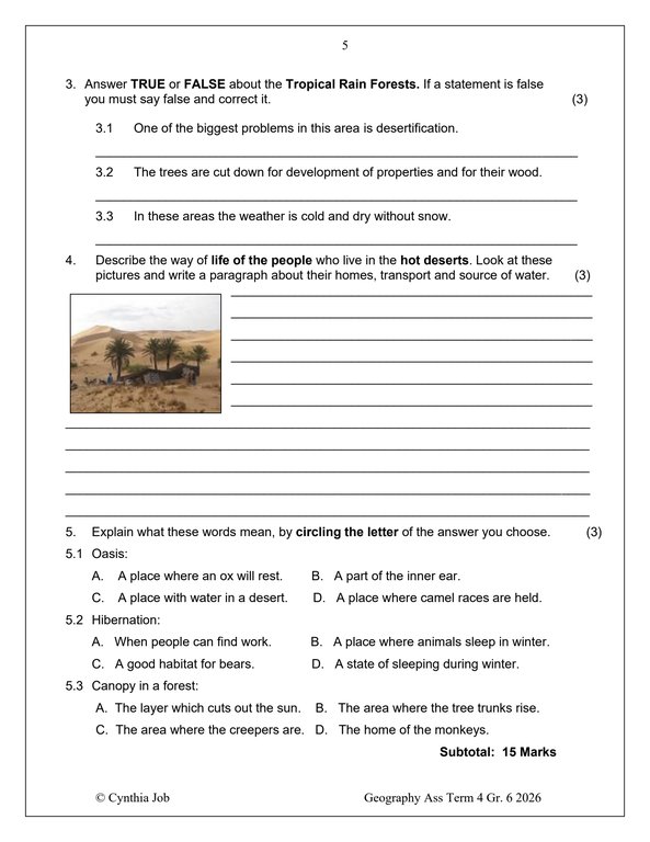 Social Sciences Geography Gr. 6 Assessment Task 2026 Term 4 - Image 3