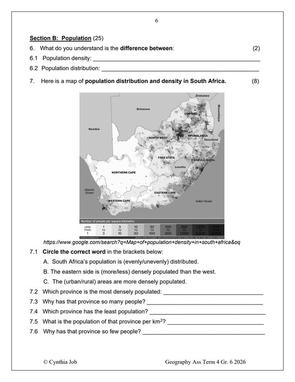 Social Sciences Geography Gr. 6 Assessment Task 2026 Term 4 - Image 4