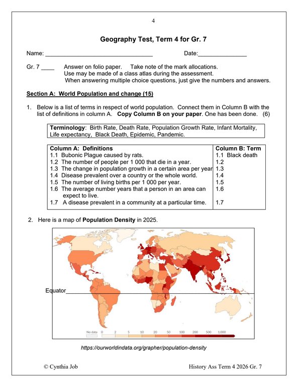 Social Sciences Geography Gr. 7 Assessment Task 2026 Term 4 - Image 3