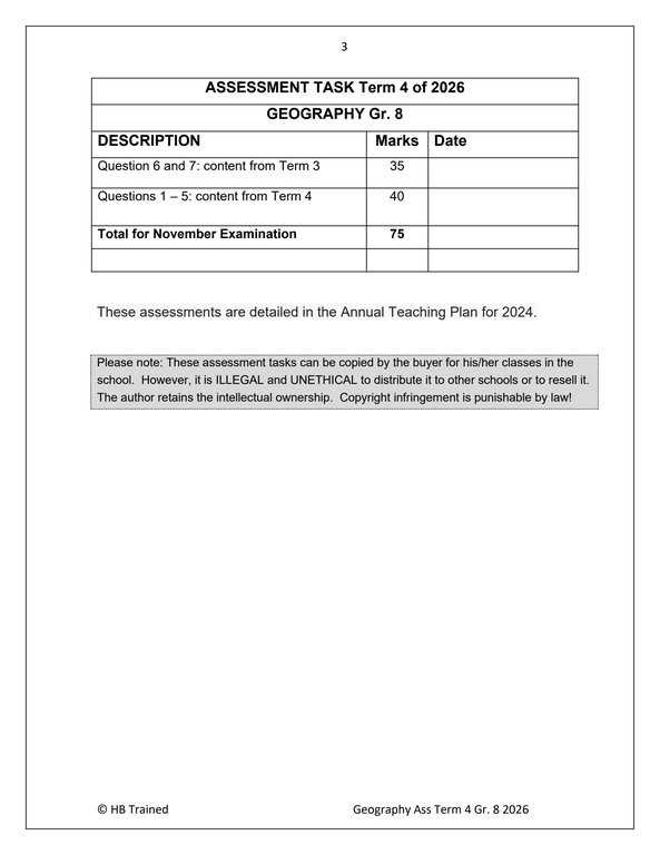 Social Sciences Geography Gr. 8 Assessment Task 2026 Term 4 - Image 2