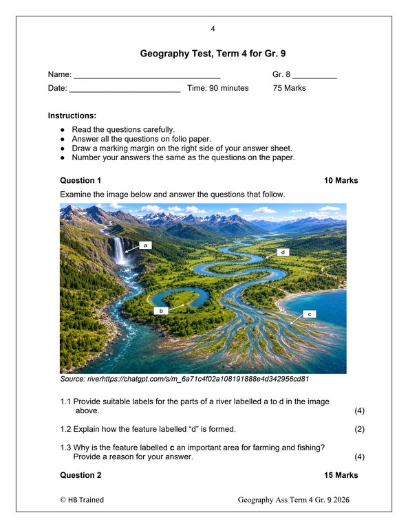 Social Sciences Geography Gr. 9 Assessment Task 2026 Term 4 - Image 3
