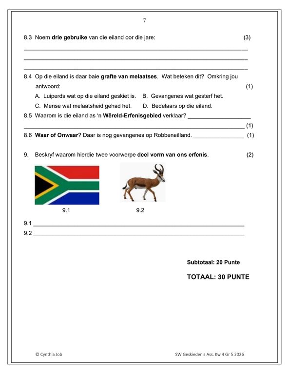 Sosiale Wetenskap Geskiedenis Gr. 5 Assesseringstaak 2026 Kwartaal 4 - Image 4