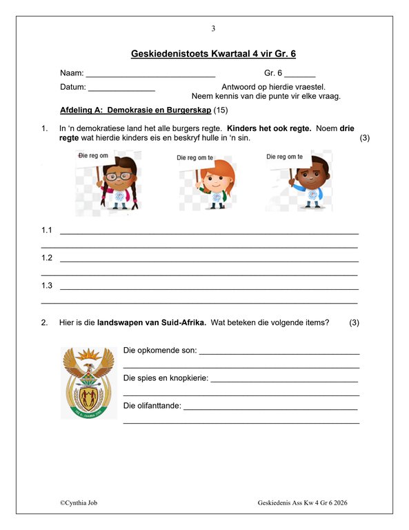 Sosiale Wetenskap Geskiedenis Gr. 6 Assesseringstaak 2026 Kwartaal 4 - Image 3