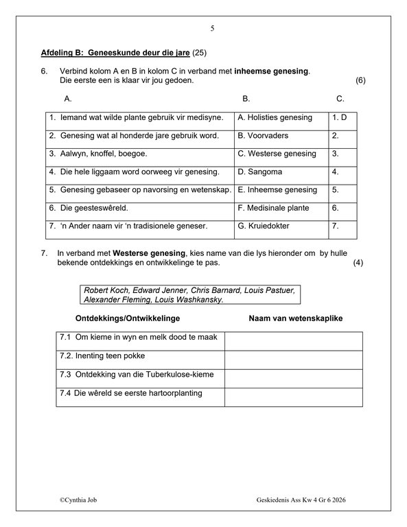 Sosiale Wetenskap Geskiedenis Gr. 6 Assesseringstaak 2026 Kwartaal 4 - Image 4