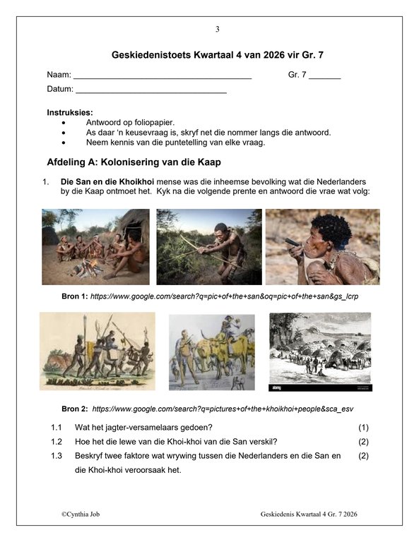 Sosiale Wetenskap Geskiedenis Gr. 7 Assesseringstaak 2026 Kwartaal 4 - Image 3
