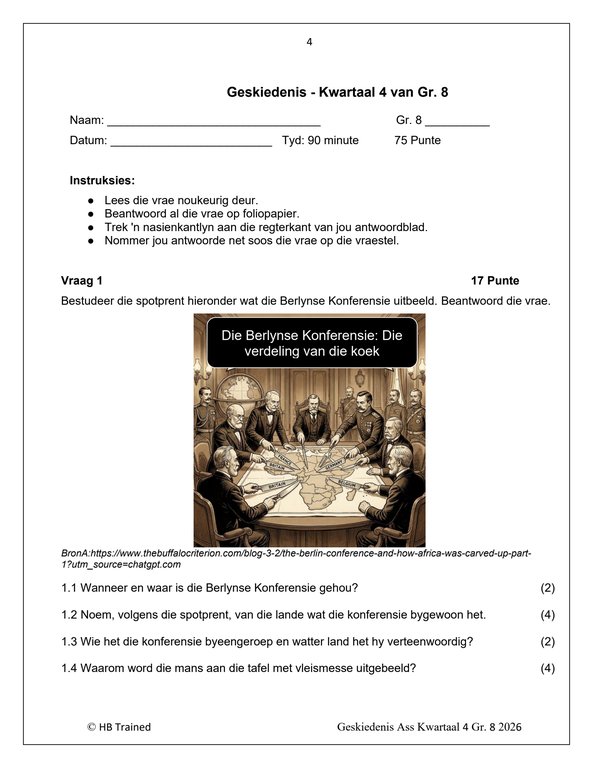 Sosiale Wetenskap Geskiedenis Gr. 8 Assesseringstaak 2026 Kwartaal 4 - Image 3
