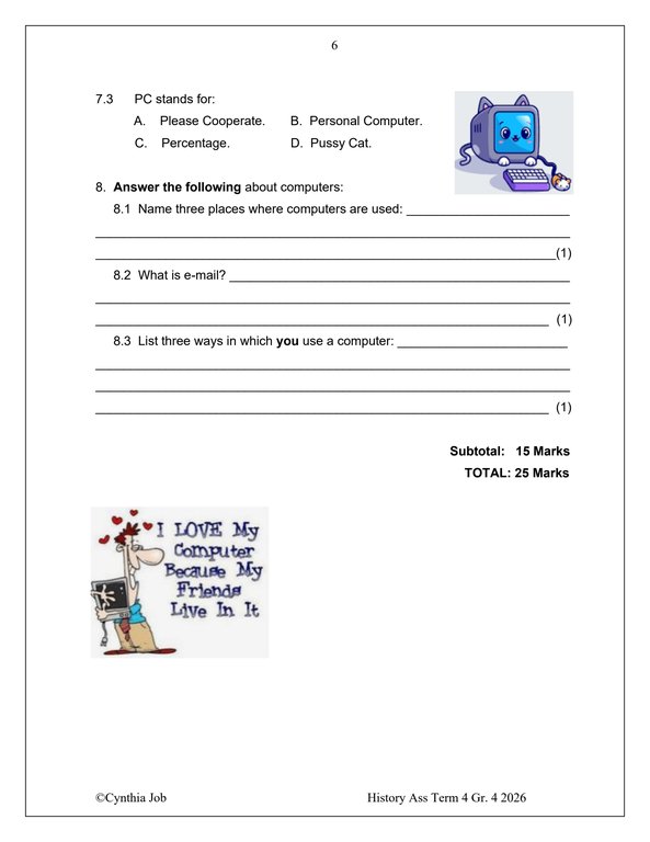 Social Sciences History Gr. 4 Assessment Task 2026 Term 4 - Image 5